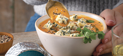 Sopa de Calabaza con Queso Azul